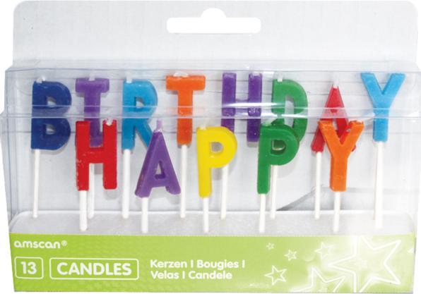 Produktbild Amscan 13 Buchstaben-Kerzen Happy Birthday mehrfarbig Höh (6 x)