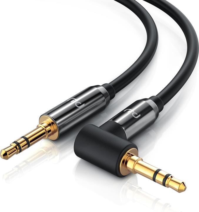 Produktbild Primewire AUX zu 3,5mm Klinke Audio Kabel 90° gewinkelt, HiFi Klinkenkabel Verbindungskabel für Audiogeräte (2 m, 3.5mm Klinke (AUX))