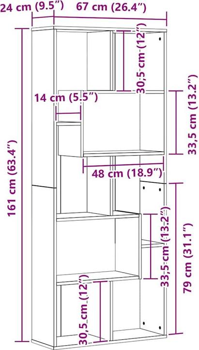 Actual product image VidaXL Deangelo (67 x 24 x 161 cm)