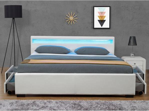 Immagine prodotto Juskys Letto imbottito Lyon con rete e illuminazione a LED (180 x 200 cm)