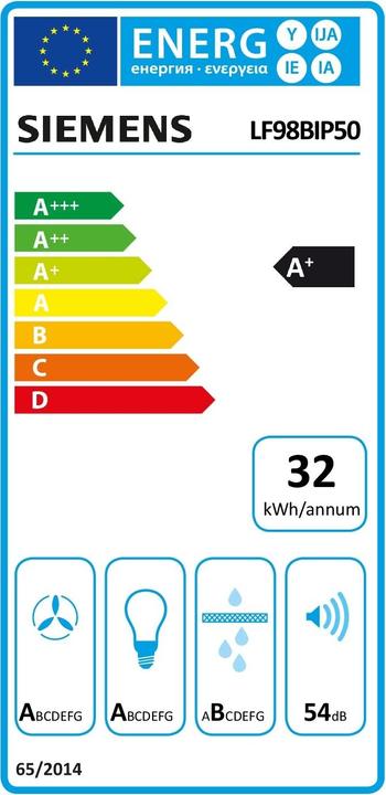 Energie-Label Siemens LF98BIP50 (Inselhaube)