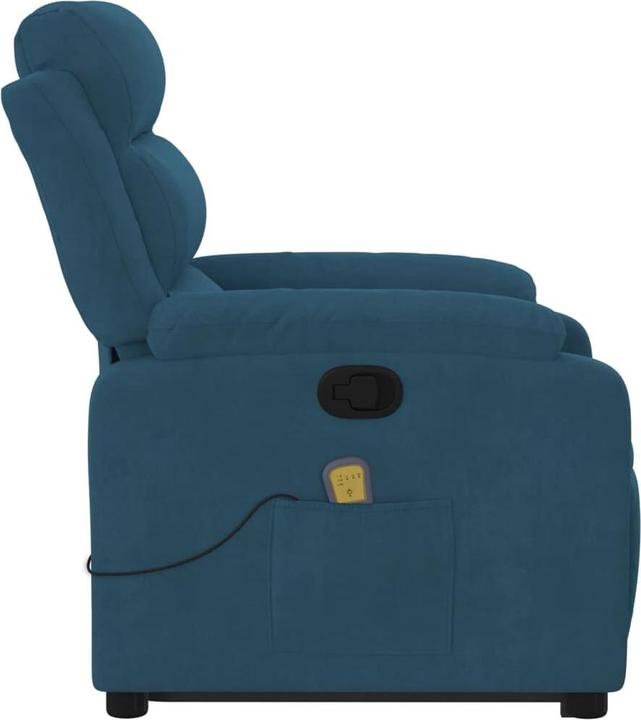 Actual product image VidaXL Massage armchair with stand-up aid TV armchair Relax armchair blue velvet