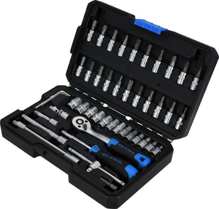 Image du produit SW-Stahl 07748L Jeu de clés à douilles 1/4" pouce hexagonal I Coffret à outils 48 pièces I Coffret de