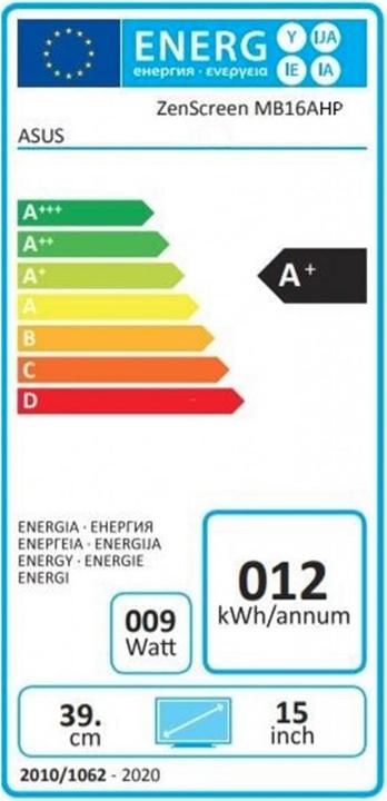 Energie-Label ASUS ZenScreen Go MB16AHP (1920 x 1080 Pixel, 15.60")