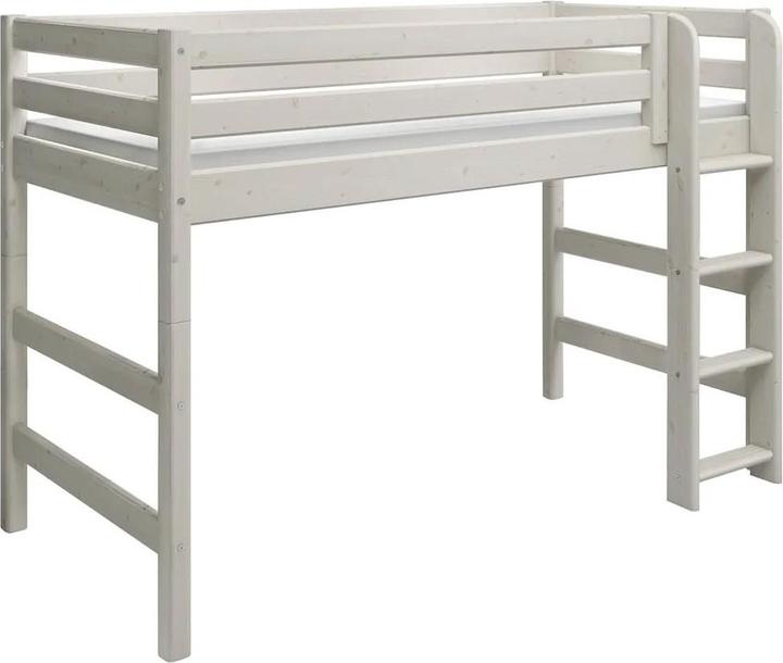 Produktbild Flexa Classic mittelhohes Hochbett mit gerader Leiter 90x200 cm Weiss lasiert (90 x 200 cm)
