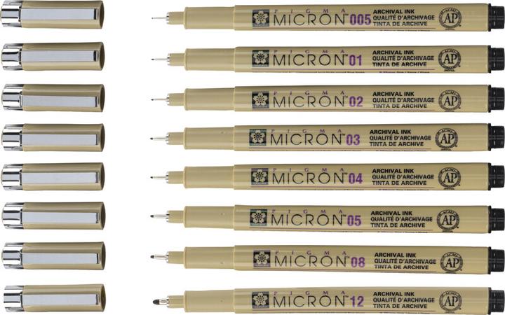 Produktbild Sakura Pigma Micron Fineliner 0.7mm schwarz (Schwarz, 12 x)