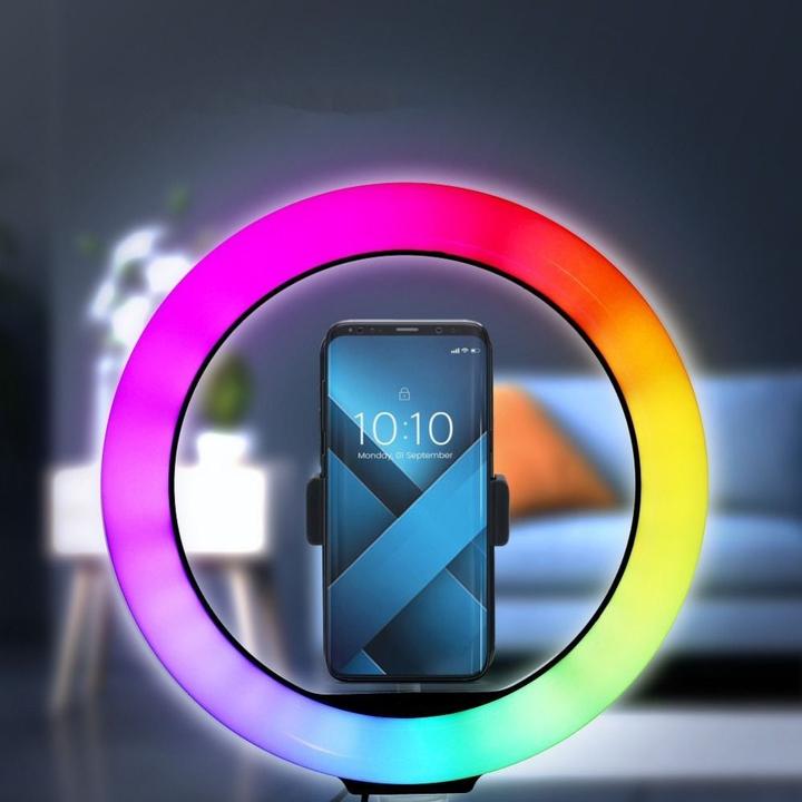 Image du produit Techonic Smart device OEM LED Ring Stream RGB lamp 12" FULL COLOR avec support pour mobile + trépied noir