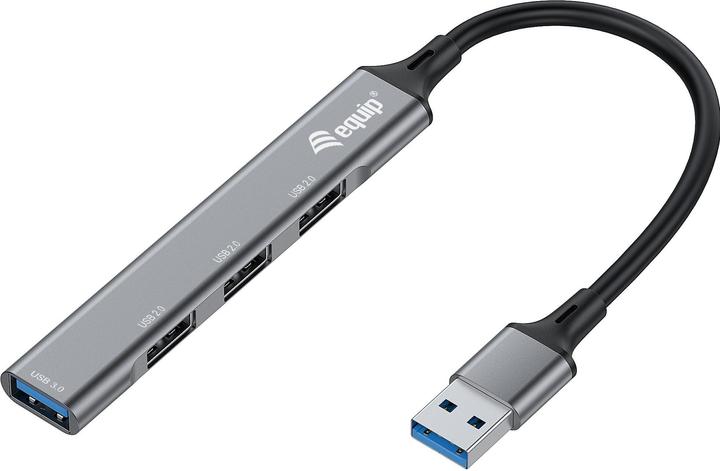 equip USB-Hub 4-Port 3.0 ->1x3.0,3x2.0 o.Charger grau (USB-A, 4 Ports)