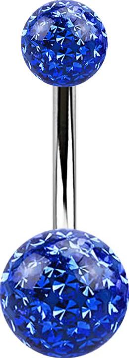 Immagine prodotto Star Piercing Banana argento con due sfere di cristallo strato protettivo epossidico blu scuro (Acciaio chirurgico 316L, senza ottone)
