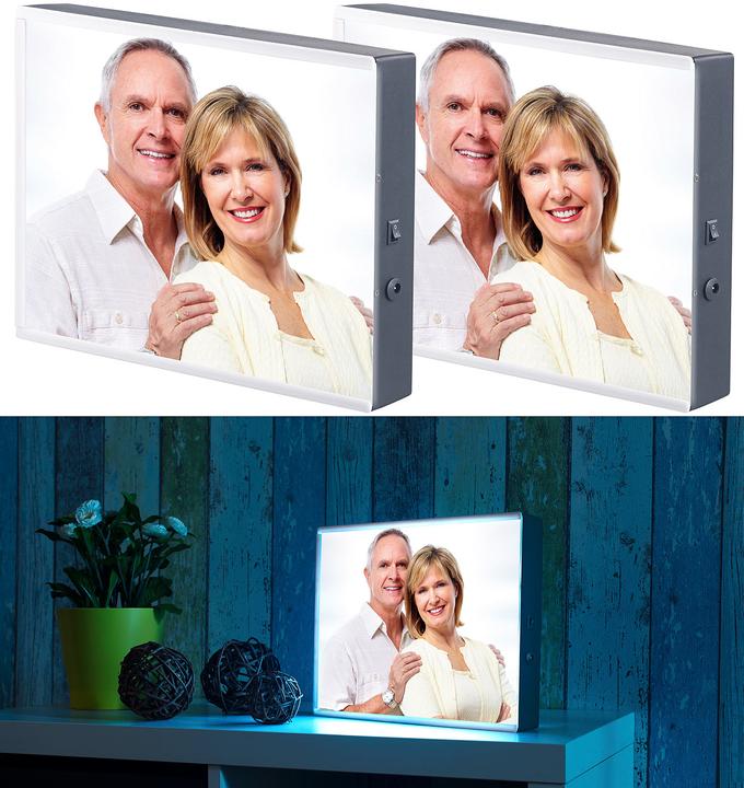 Produktbild Infactory 2er-Set LED-Leuchtkasten für individuelle Bilder (30 x 22 x 4.5 cm)