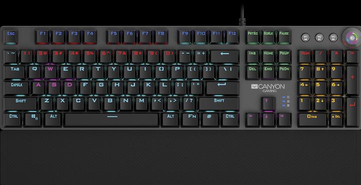 Canyon Tastiera meccanica da gioco Nightfall CND-SKB7-US, interruttore nero, LED, layout USA (US, Cablato)