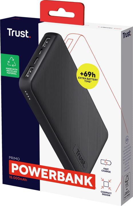 Image du produit Trust Primo Lithium-Ion (Li-Ion) Noir (15000 mAh, 15 W, 15 Wh)