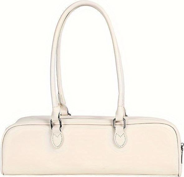 Only-Bags.Store Klassische Retro-Baguette-Tasche, PU-Leder lange Handtasche mit Reissverschluss, modische Geldbörse