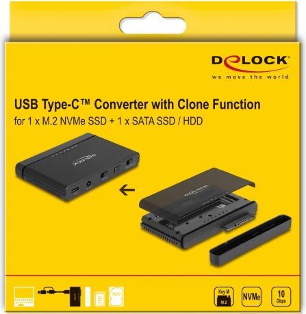 Immagine prodotto Delock Convertitore USB Type-C per 1 x SSD M.2 NVMe + 1 x SSD / HDD SATA