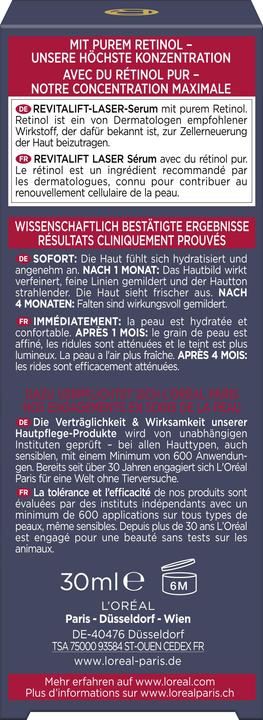 Valeurs nutritives et ingrédients L'Oréal Paris Laser Revitalift (30 ml)