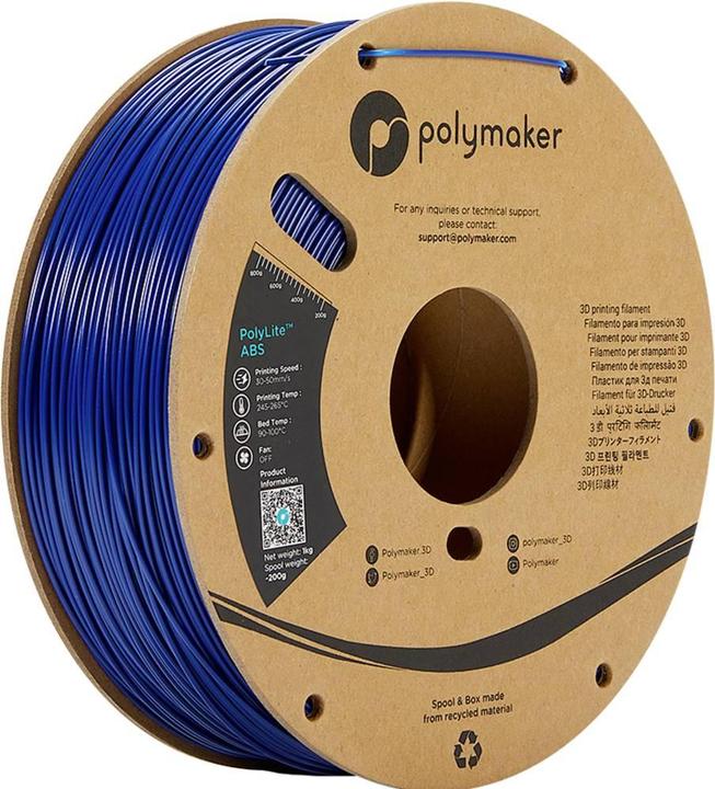 Productafbeelding Polymaker PolyLite ABS Blauw 2,85 mm 1.000 g (ABS, 2.85 mm, 1000 g, Blauw)