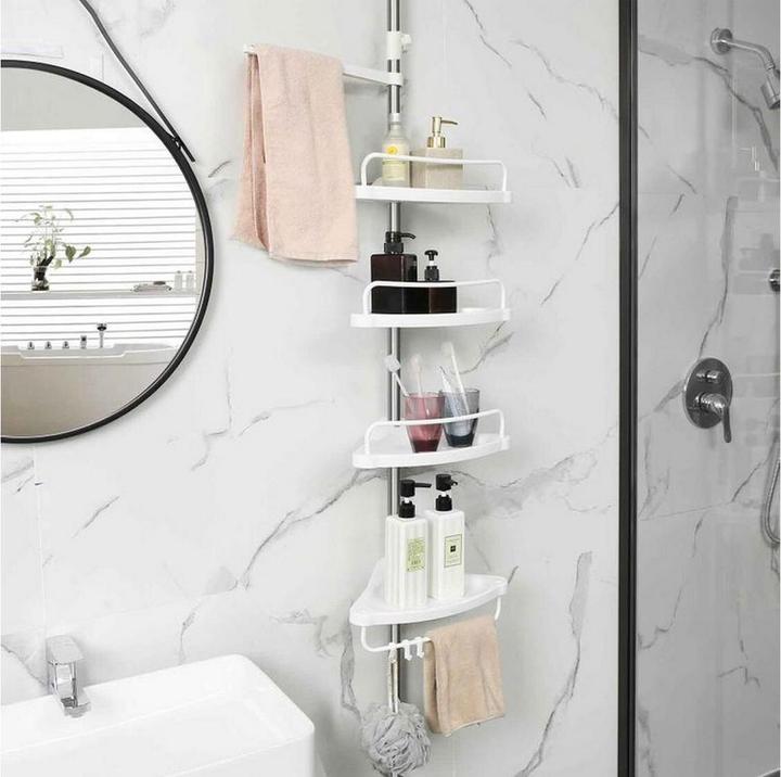 Actual product image Songmics Telescopic shower shelf BCB02SW white 25.0 x 35.0 x 85.0 - 300.5 cm