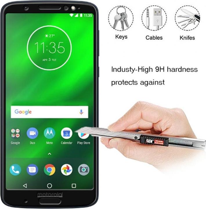 Actual product image Screenguard Motorola Moto G6 Plus Full Screen Protective Glass Film 2.5D 9H (1 Piece, Motorola Moto G6 Plus)