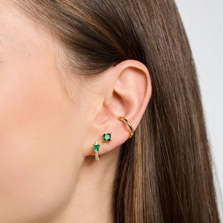 Produktbild Thomas Sabo Einzel Ohrstecker mit grünem Stein gold (750 Gelbgold Vergoldung, 925er Silber)