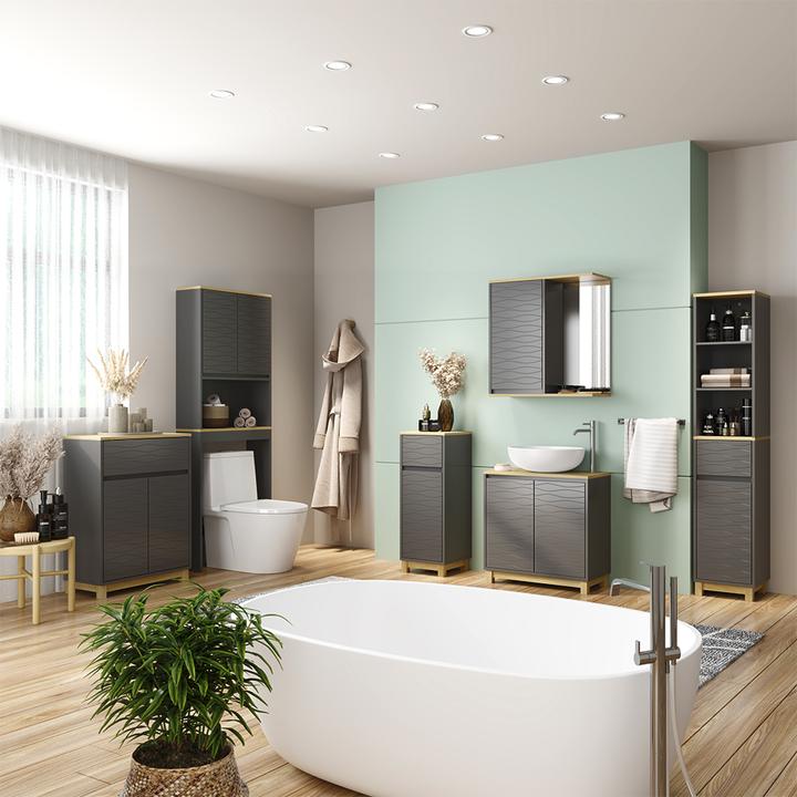 Immagine prodotto Vichy Toilettenschrank Livia, Anthrazit/Holz, 60 x 163 cm