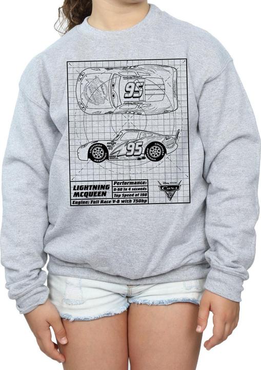 Produktbild Disney Cars Lightning McQueen Blueprint Sweatshirt Mädchen (152, 158)