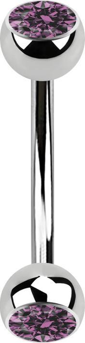 Produktbild Star Piercing Banane silber mit zwei Kugeln Kristall hellviolett (Chirurgenstahl 316L)