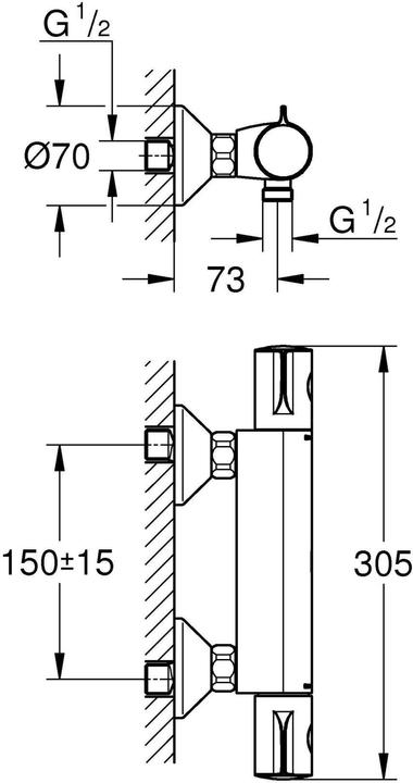 Actual product image Grohe Grohtherm 800 thermostatic shower mixer