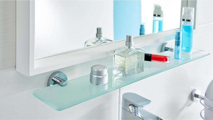 Actual product image tesa SMOOZ glass shelf incl. adhesive solution without drilling (5 x 18 x 70.5 cm)