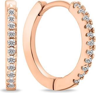 Brilio Silver - Classic bronze hoop earrings with zircons EA683R