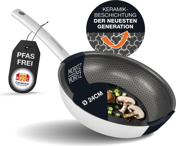 Image du produit Moritz & Moritz Poêle en acier inoxydable à structure alvéolaire 24cm avec revêtement céramique de dernière (Ensemble de casseroles et de poêles de cuisson, Acier inoxydable)