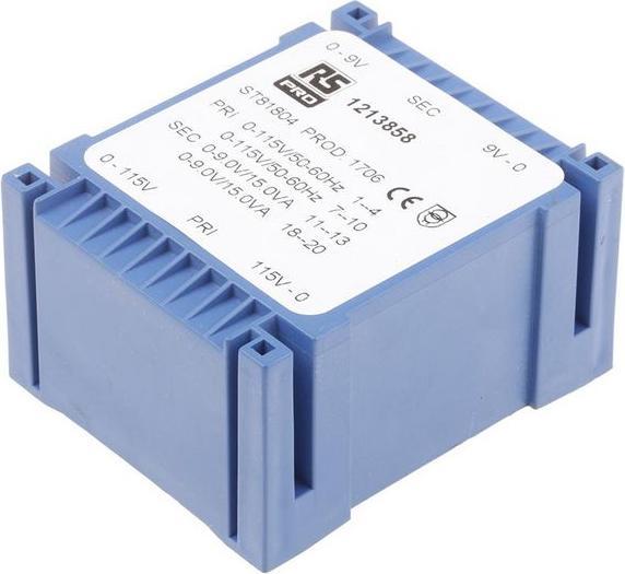 Actual product image Rs Pro Low Profile PCB Transformer 30VA 2x9V
