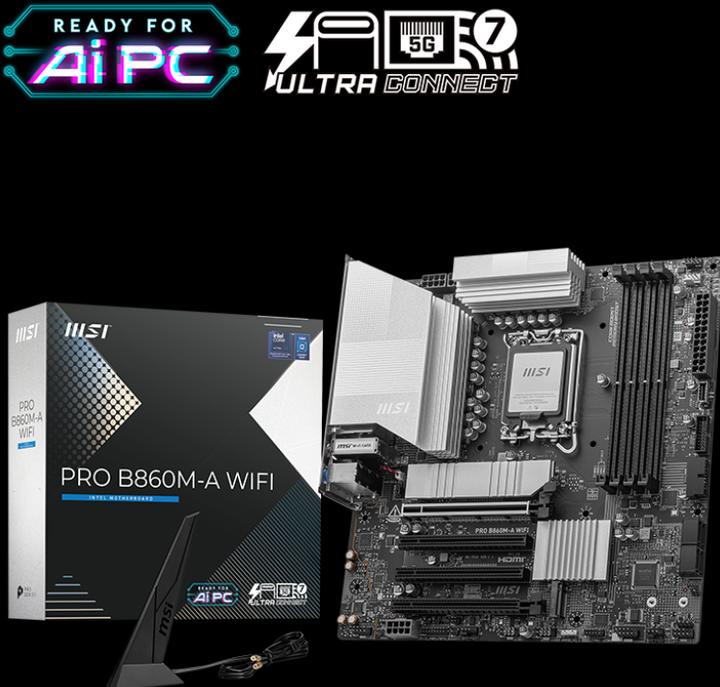 Actual product image MSI PRO B860M-A WIFI (Socket S1, Intel B860, mATX)