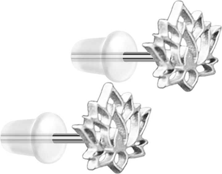 Produktbild Star Piercing Ohrstecker silber Lotusblume (ohne Messing, Chirurgenstahl 316L)