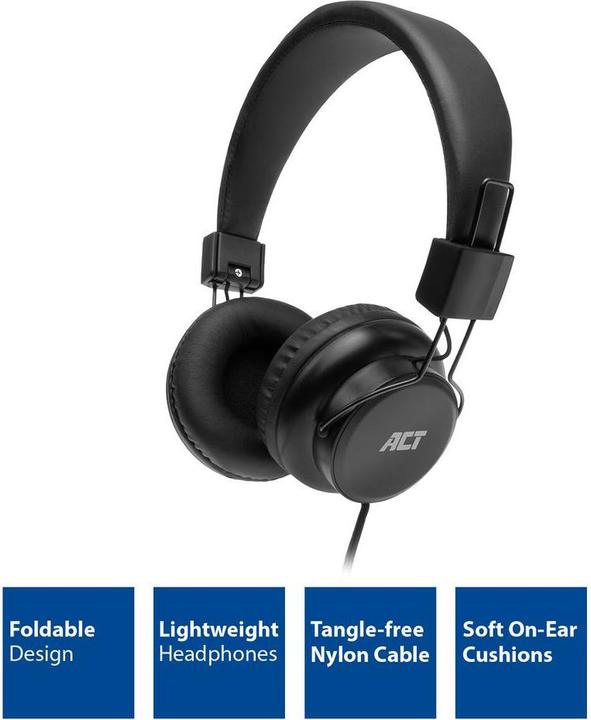 Foldable stereo headphones with 3.5mm audio jack (Kabelgebunden)