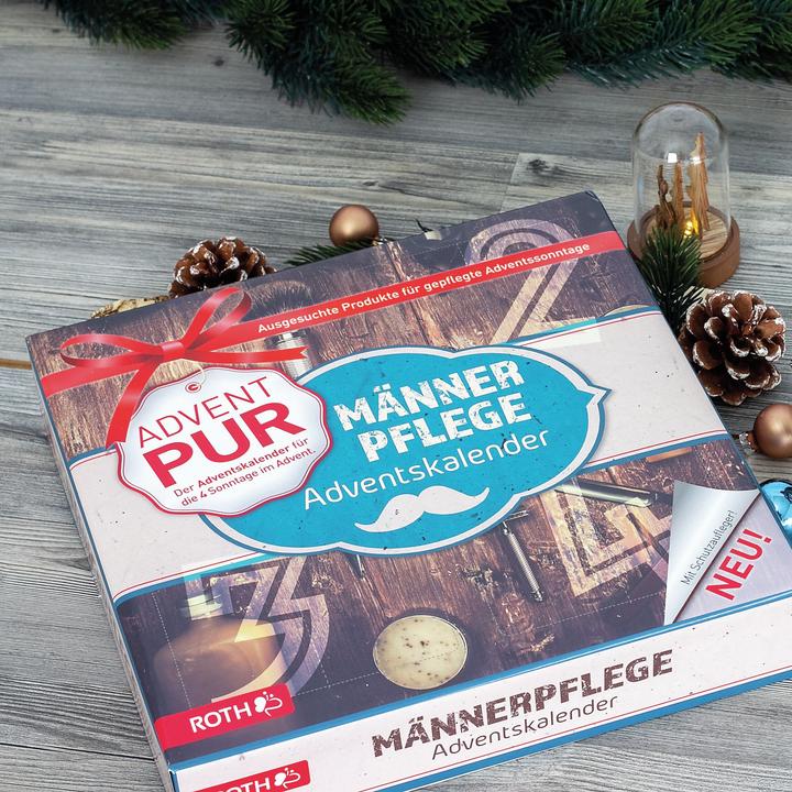 Produktbild Roth Adventskalender PUR "Männerpflege" 2022 mit 4 Türchen, für jeden Adventssonntag eines, enthält