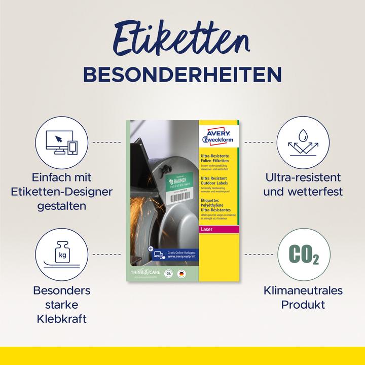 Produktbild Avery SW. Etiketten 63.5x33.9mm L7912-40 weiss, matt, A4 40 Blatt