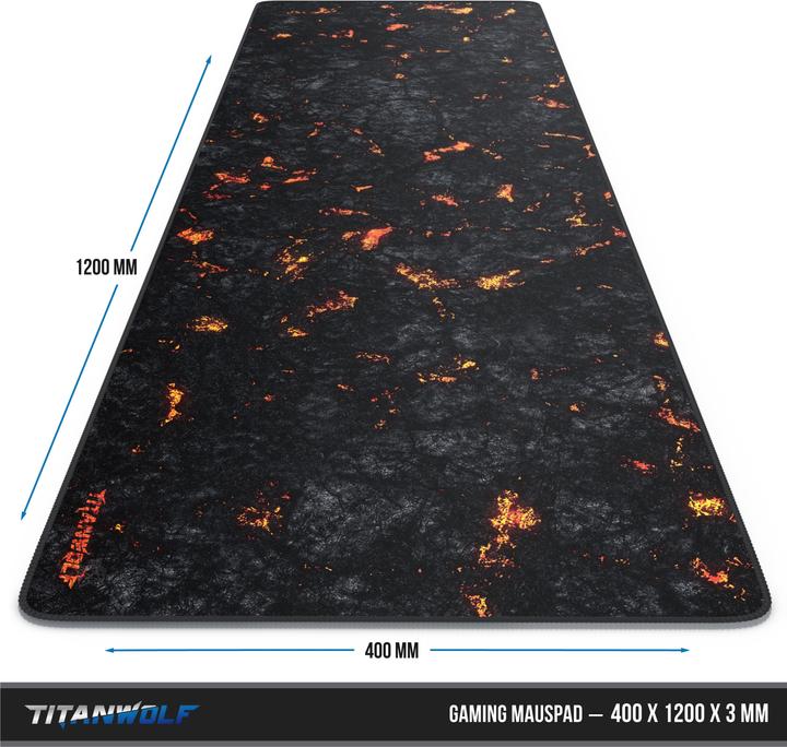 Actual product image Titanwolf Gaming Mouse Pad, XXXL Speed Mouse Mat 1200 x 400 mm, Speed & Precision, Lava (3XL)