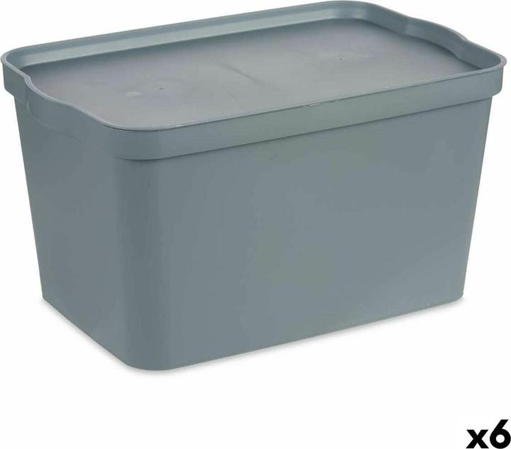 Kipit Aufbewahrungsbox mit Deckel TP596-2 Grau Kunststoff 24 L 29,3 x 24,5 x 45 cm (6 Stück) (24 l)
