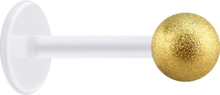 Star Piercing Micro Labret transparent mit Kugel vergoldet gesprenkelt (ohne Messing, Chirurgenstahl 316L, Bioflex)