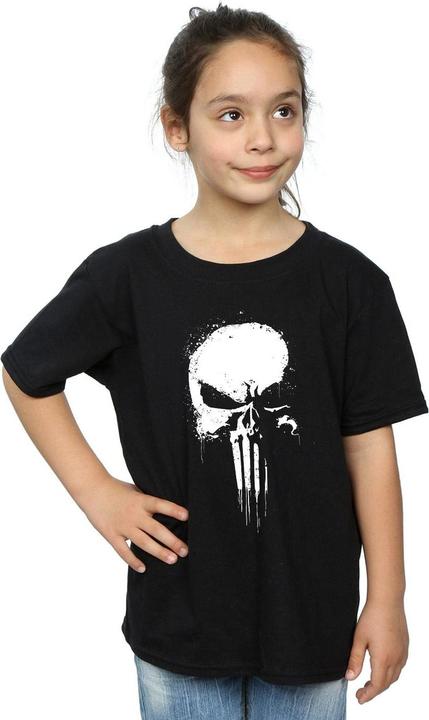 Actual product image Girls The Punisher Spray Skull Cotton T-Shirt (116)