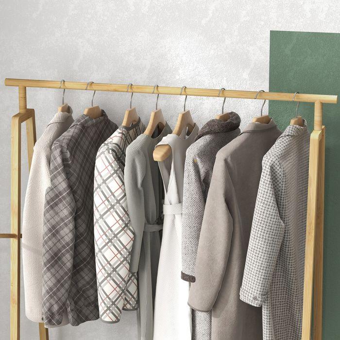 Actual product image Swisshandel24 Coat rack with shoe rack, hat rack, bamboo frame, 110x42x152cm, nature