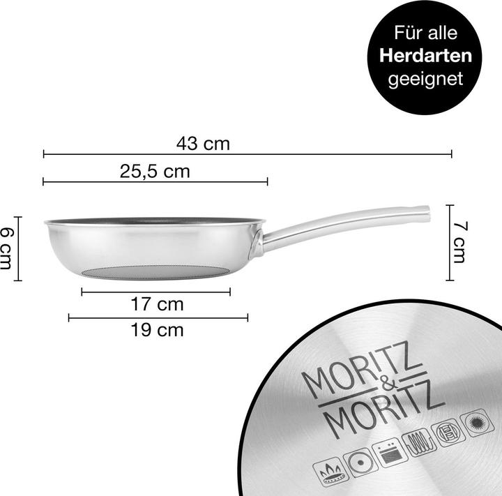 Image du produit Moritz & Moritz Poêle en acier inoxydable à structure alvéolaire 24cm avec revêtement céramique de dernière (Ensemble de casseroles et de poêles de cuisson, Acier inoxydable)