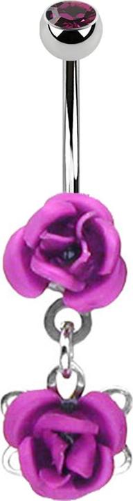 Produktbild Star Piercing Banane silber mit Anhänger Blume violett (Chirurgenstahl 316L, ohne Messing)