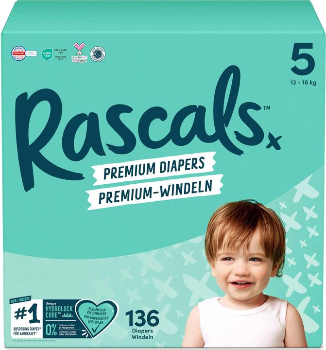 Image du produit Rascals Premium (Taille 5, Pack mensuel, 136 pièce(s))