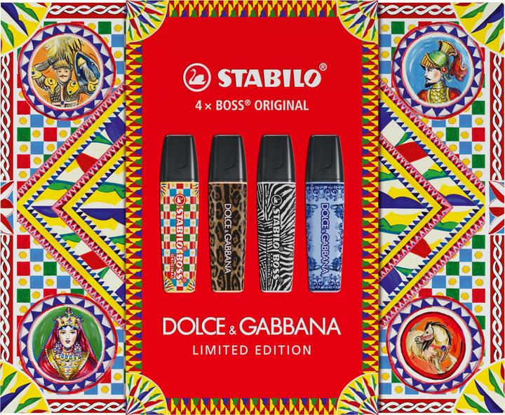 Produktbild STABILO Boss Original x Dolce & Gabbana Box (Schwarz, Wolkenblau, Beige, Pastellgelb, 5 mm, 4 x)