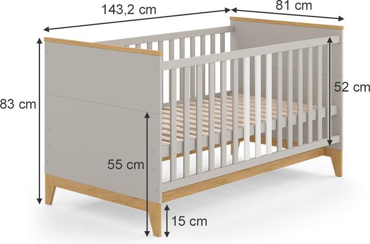 Produktbild VitaliSpa Kinderbett Malia, Cashmere-Eiche, 143.2 x 81 cm