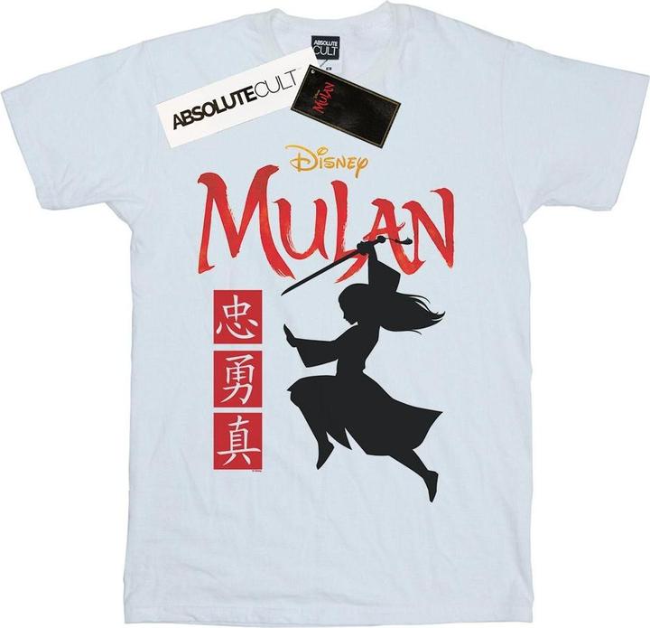 Actual product image Disney Womens/Ladies Mulan Movie Warrior Silhouette Cotton Boyfriend T-Shirt (5XL)