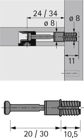 Produktbild Hettich Schnellmontagedübel Rapid S zu Rastex 15 (Einpressdübel, 1 Stk.)