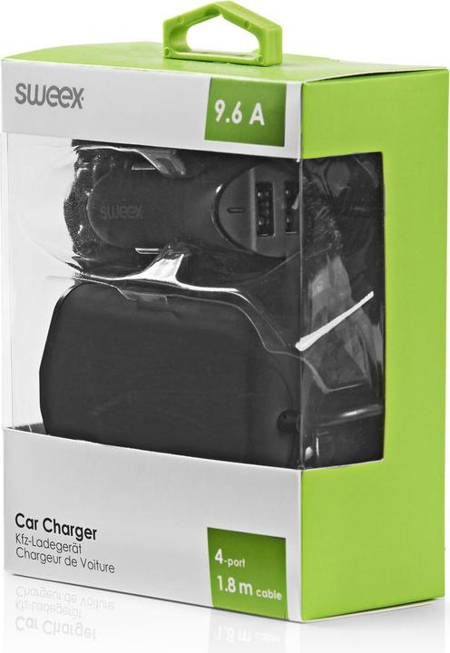 Image du produit Sweex Chargeur de voiture 4 sorties 9.6 A USB noir