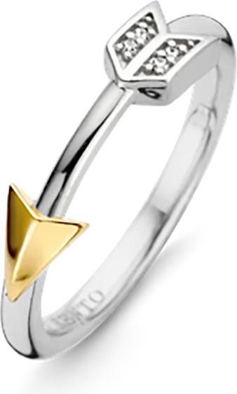 Actual product image Ti Sento Milano Ring arrow with zirconia bicolour gold plated 12198ZY (56, 925 Silver)